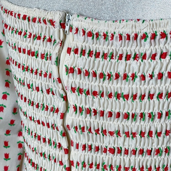 Vintage 60s 70s Rare Denise Are Here Tulip Print Elastic Ruched Maxi Dress Small - Picture 8 of 11